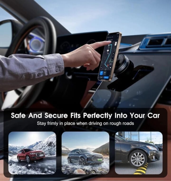 K009 Vacuum Suction Magnetic Car Phone Holder – 360° Rotation